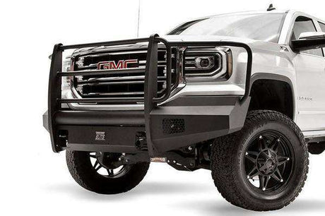 Fab Fours GS16-R3960-1 GMC Sierra 1500 2016-2018 Black Steel Elite Front Bumper Full Guard-BumperStock