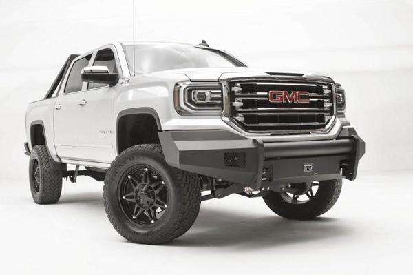 Fab Fours GS16 - R3961 - 1 GMC Sierra 1500 2016 - 2018 Black Steel Elite Front Bumper No Guard - Rugged Truck Gear