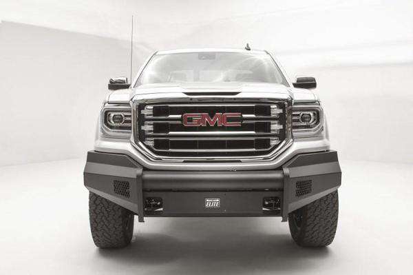 Fab Fours GS16 - R3961 - 1 GMC Sierra 1500 2016 - 2018 Black Steel Elite Front Bumper No Guard - Rugged Truck Gear