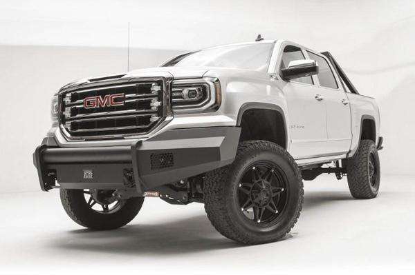 Fab Fours GS16 - R3961 - 1 GMC Sierra 1500 2016 - 2018 Black Steel Elite Front Bumper No Guard - Rugged Truck Gear