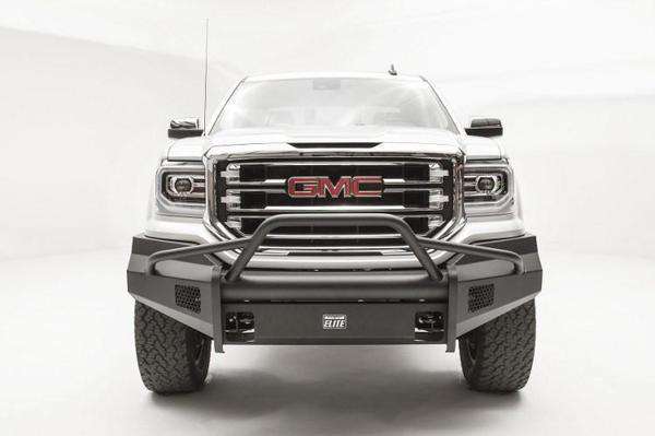 Fab Fours GS16 - R3962 - 1 GMC Sierra 1500 2016 - 2018 Black Steel Elite Front Bumper Pre - Runner Guard - Rugged Truck Gear