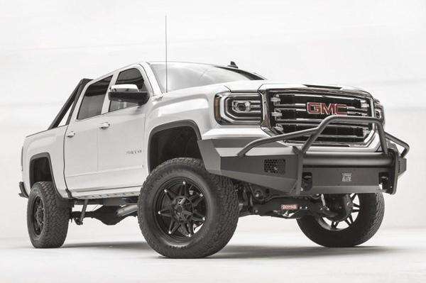 Fab Fours GS16 - R3962 - 1 GMC Sierra 1500 2016 - 2018 Black Steel Elite Front Bumper Pre - Runner Guard - Rugged Truck Gear