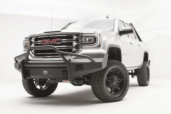 Fab Fours GS16 - R3962 - 1 GMC Sierra 1500 2016 - 2018 Black Steel Elite Front Bumper Pre - Runner Guard - Rugged Truck Gear