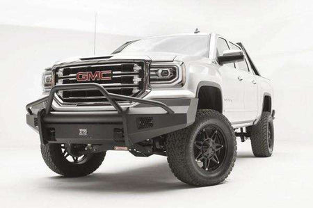 Fab Fours GS16 - R3962 - 1 GMC Sierra 1500 2016 - 2018 Black Steel Elite Front Bumper Pre - Runner Guard - Rugged Truck Gear