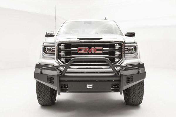 Fab Fours GS16-R3962-1 GMC Sierra 1500 2016-2018 Black Steel Elite Front Bumper Pre-Runner Guard-BumperStock