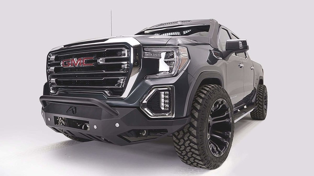 Fab Fours GS19 - D6052 - 1 GMC Sierra 1500 2019 - 2021 Vengeance Front Bumper Pre - Runner Guard Sensor - Rugged Truck Gear