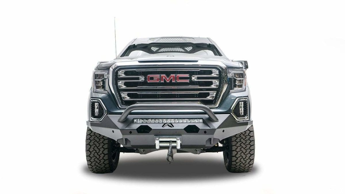 Fab Fours GS19-X3952-1 GMC Sierra 1500 2019-2021 Matrix Front Bumper Winch Ready Pre-Runner Guard-BumperStock