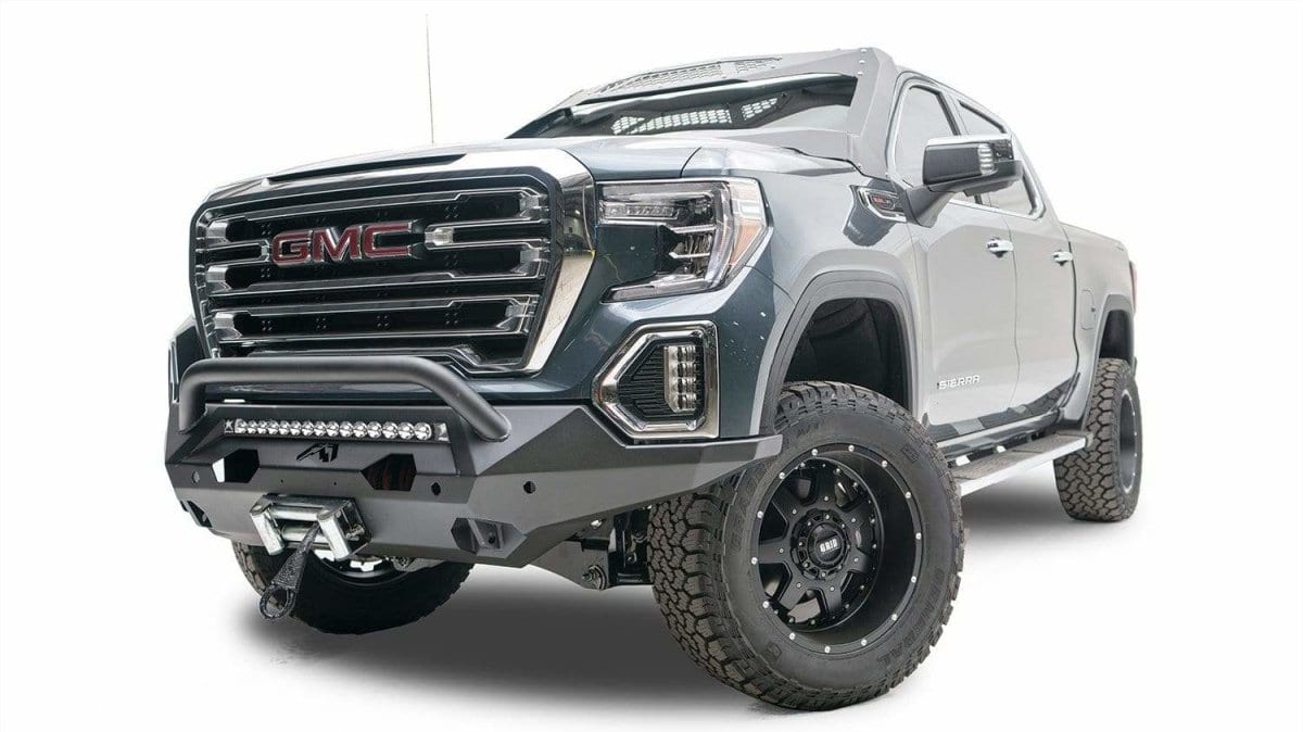 Fab Fours GS19 - X3952 - 1 GMC Sierra 1500 2019 - 2021 Matrix Front Bumper Winch Ready Pre - Runner Guard - Rugged Truck Gear