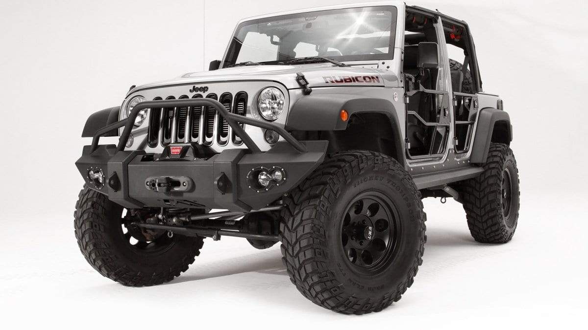 Fab Fours JK07 - B1850 - 1 Jeep Wrangler JK 2007 - 2018 Lifestyle Front Winch Bumper Pre - Runner Guard - Rugged Truck Gear