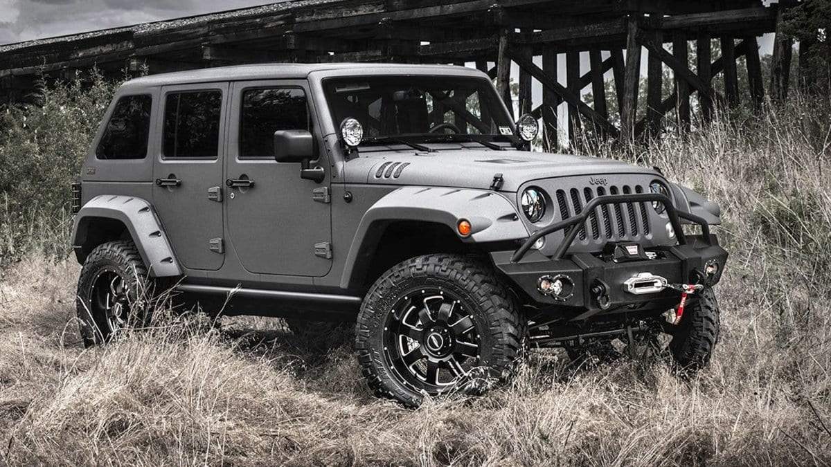 Fab Fours JK07 - B1850 - 1 Jeep Wrangler JK 2007 - 2018 Lifestyle Front Winch Bumper Pre - Runner Guard - Rugged Truck Gear