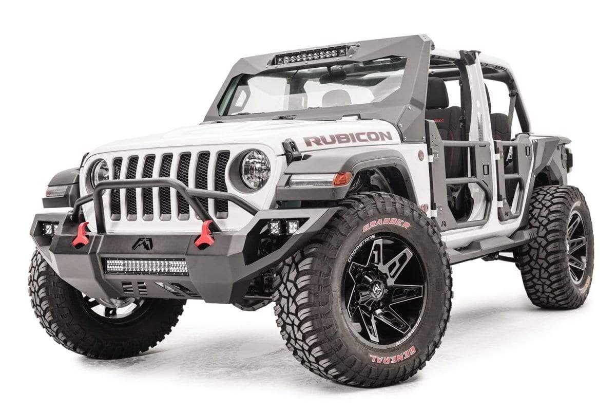 Fab Fours JL18 - D4652 - 1 Jeep Wrangler JL 2018 - 2020 Vengeance Front Bumper Pre - Runner Guard - Rugged Truck Gear