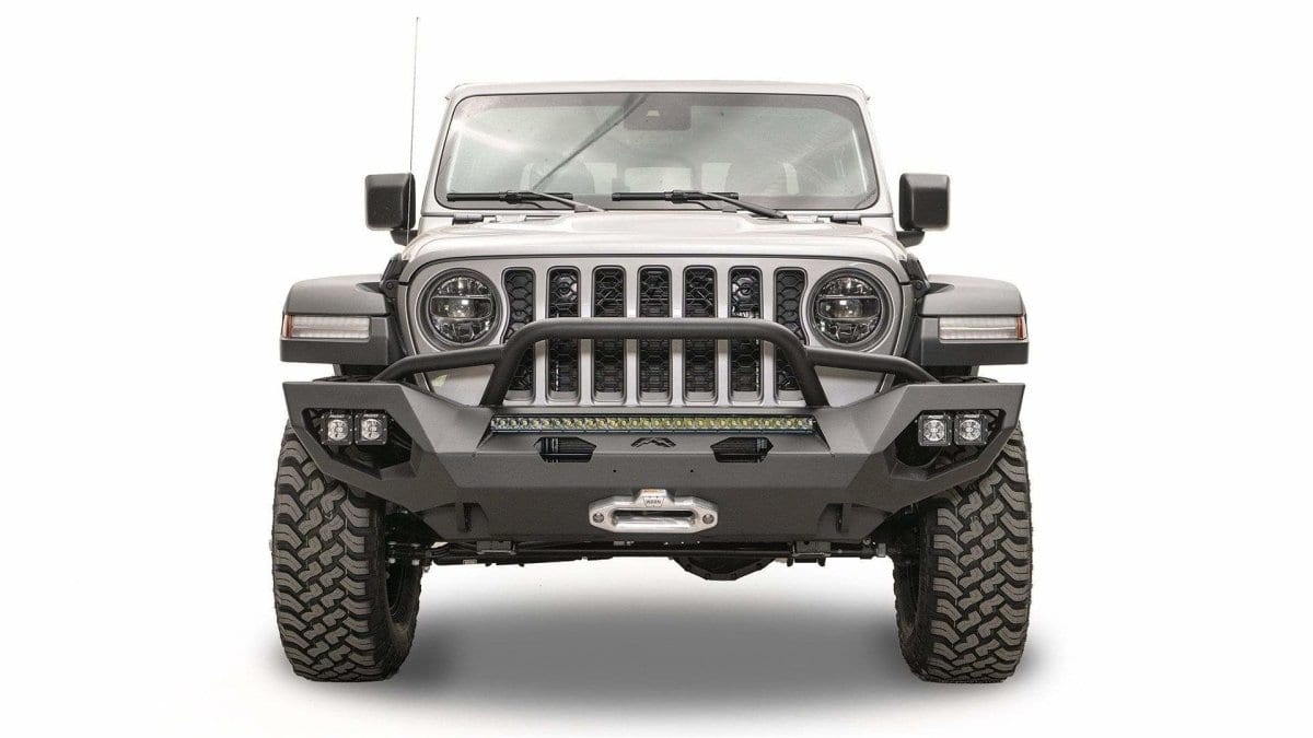 Fab Fours JL18 - X4652 - 1 Jeep JL Rubicon 2018 - 2023 Matrix Front Bumper Winch Ready Pre - Runner Guard - Rugged Truck Gear