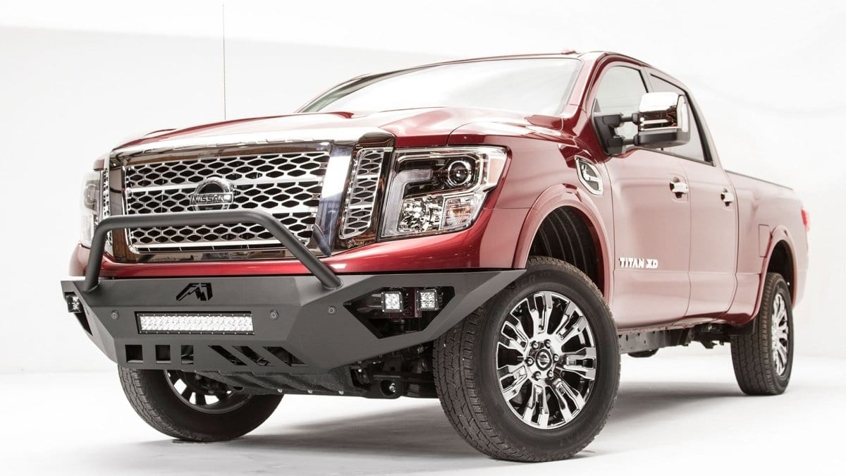 Fab Fours NT16 - D3752 - 1 Nissan Titan XD 2016 - 2020 Vengeance Front Bumper Pre - Runner Guard - Rugged Truck Gear