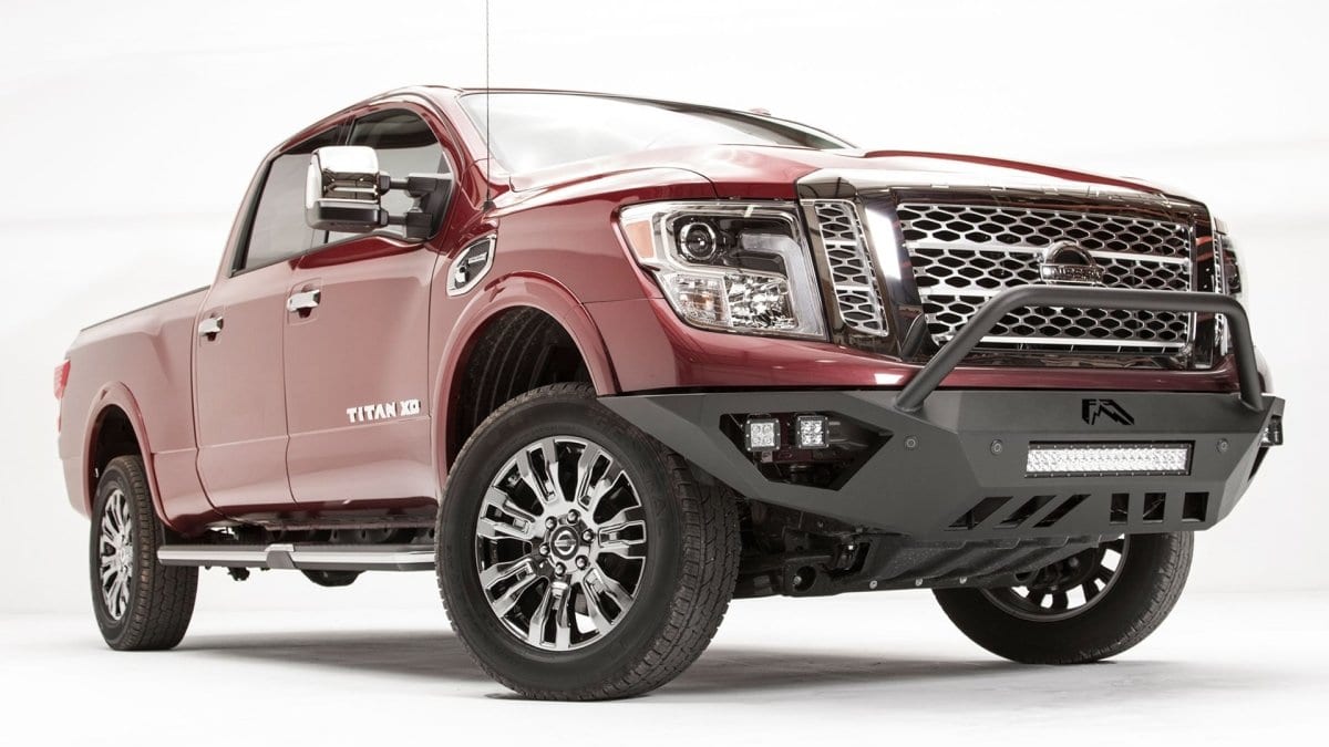 Fab Fours NT16 - D3752 - 1 Nissan Titan XD 2016 - 2020 Vengeance Front Bumper Pre - Runner Guard - Rugged Truck Gear