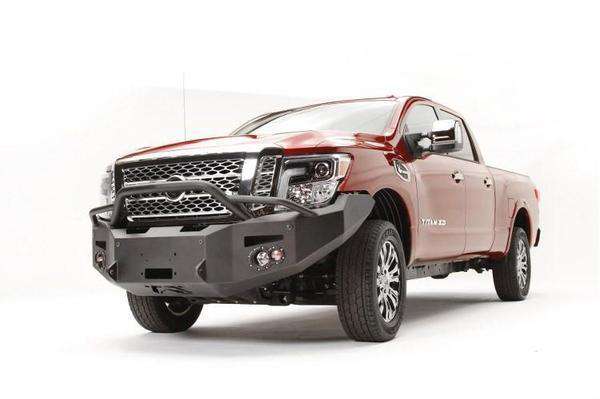 Fab Fours NT16 - F3752 - 1 Nissan Titan XD 2016 - 2020 Premium Front Bumper Winch Ready Pre - Runner Guard - Rugged Truck Gear