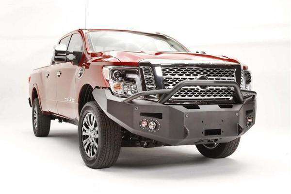 Fab Fours NT16 - F3752 - 1 Nissan Titan XD 2016 - 2020 Premium Front Bumper Winch Ready Pre - Runner Guard - Rugged Truck Gear