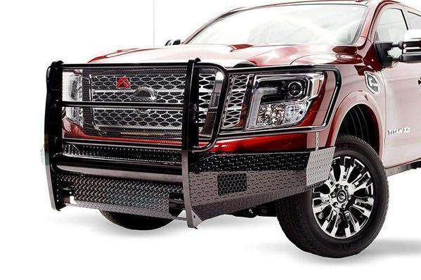 Fab Fours NT16 - K3760 - 1 Nissan Titan XD 2016 - 2020 Black Steel Front Bumper Full Guard - Rugged Truck Gear