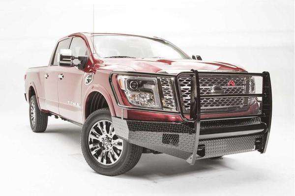 Fab Fours NT16 - K3760 - 1 Nissan Titan XD 2016 - 2020 Black Steel Front Bumper Full Guard - Rugged Truck Gear