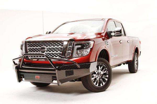 Fab Fours NT16 - K3762 - 1 Nissan Titan XD 2016 - 2020 Black Steel Front Bumper Pre - Runner Guard - Rugged Truck Gear
