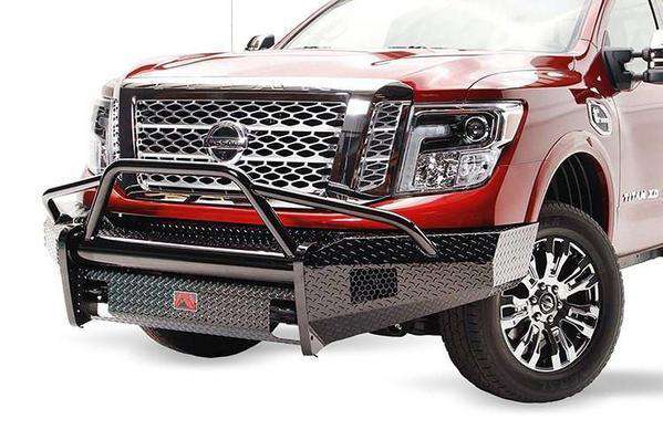 Fab Fours NT16 - K3762 - 1 Nissan Titan XD 2016 - 2020 Black Steel Front Bumper Pre - Runner Guard - Rugged Truck Gear