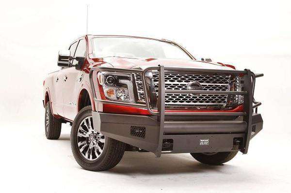 Fab Fours NT16-R3760-1 Nissan Titan XD 2016-2020 Black Steel Elite Front Bumper Full Guard-BumperStock