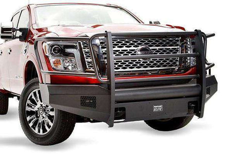 Fab Fours NT16-R3760-1 Nissan Titan XD 2016-2020 Black Steel Elite Front Bumper Full Guard-BumperStock