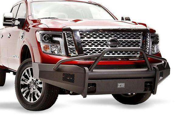 Fab Fours NT16 - R3762 - 1 Nissan Titan XD 2016 - 2020 Black Steel Elite Front Bumper Pre - Runner Guard - Rugged Truck Gear