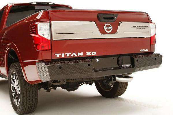 Fab Fours NT16 - T3750 - 1 Nissan Titan XD 2016 - 2020 Black Steel Rear Bumper - Rugged Truck Gear