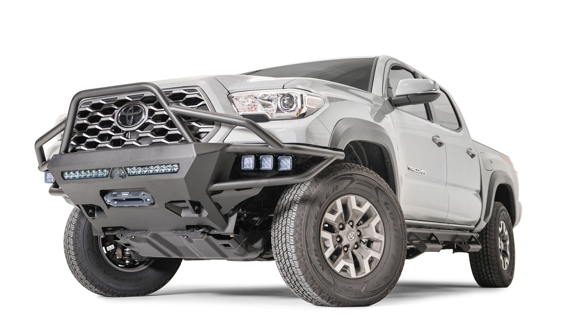 Fab Fours TB16 - 03 - 1 Toyota Tacoma 2016 - 2022 Ultra Light Hybrid Front Winch Bumper High Pre - Runner Guard - Rugged Truck Gear