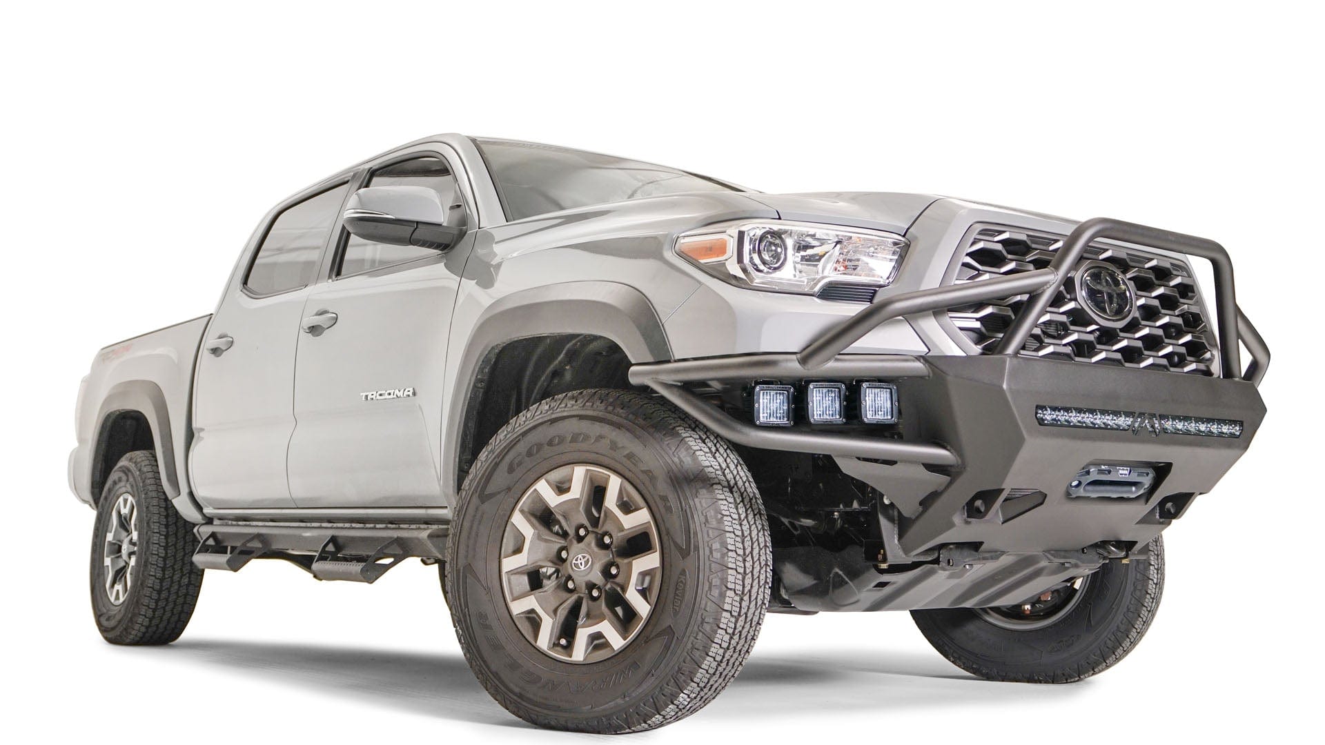 Fab Fours TB16 - 03 - 1 Toyota Tacoma 2016 - 2022 Ultra Light Hybrid Front Winch Bumper High Pre - Runner Guard - Rugged Truck Gear