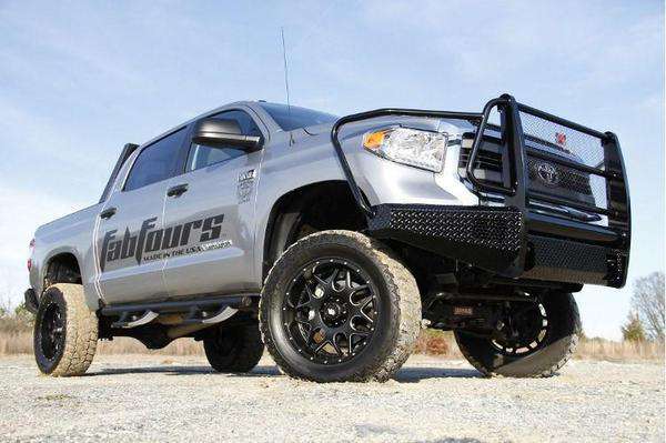 Fab Fours TT07 - K1860 - 1 Toyota Tundra 2007 - 2013 Black Steel Front Bumper Full Guard - Rugged Truck Gear