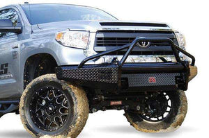 Fab Fours TT07-K1862-1 Toyota Tundra 2007-2013 Black Steel Front Bumper Pre-Runner Guard-BumperStock