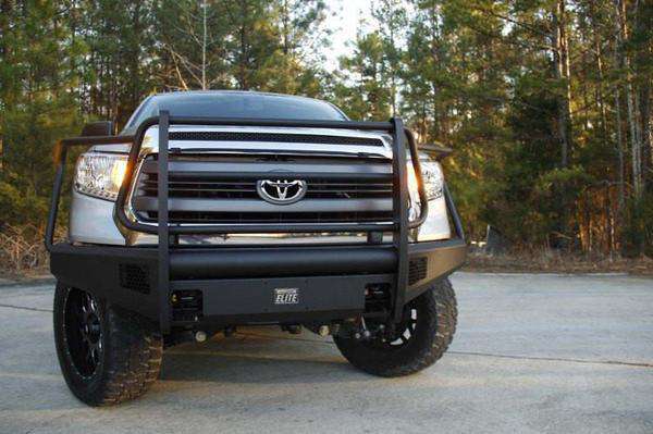 Fab Fours TT07 - R1860 - 1 Toyota Tundra 2007 - 2013 Black Steel Elite Front Bumper Full Guard - Rugged Truck Gear