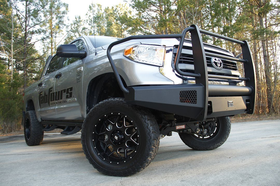 Fab Fours TT07-R1860-1 Toyota Tundra 2007-2013 Black Steel Elite Front Bumper Full Guard - Rugged Truck Gear