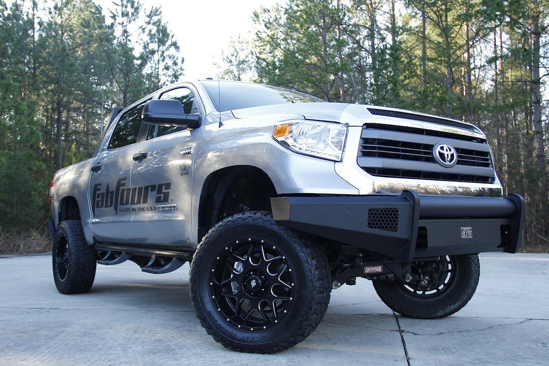Fab Fours TT07-R1861-1 Toyota Tundra 2007-2013 Black Steel Elite Front Bumper No Guard - Rugged Truck Gear