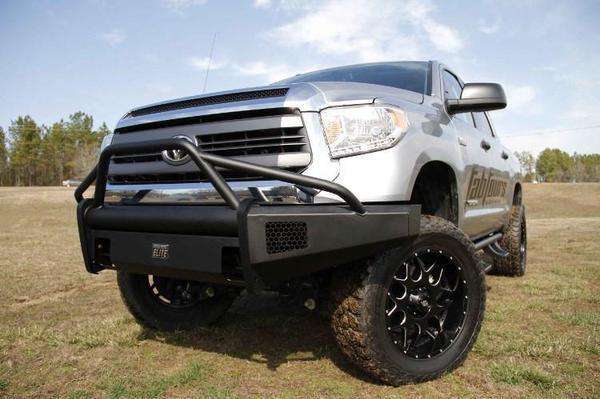 Fab Fours TT07 - R1862 - 1 Toyota Tundra 2007 - 2013 Black Steel Elite Front Bumper Pre - Runner Guard - Rugged Truck Gear