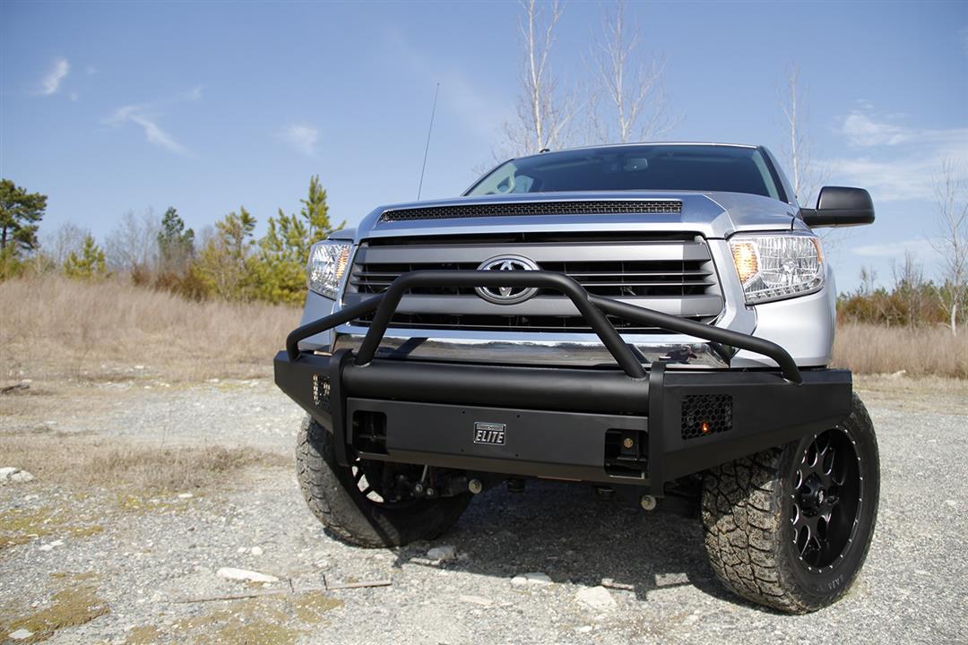 Fab Fours TT07-R1862-1 Toyota Tundra 2007-2013 Black Steel Elite Front Bumper Pre-Runner Guard - Rugged Truck Gear