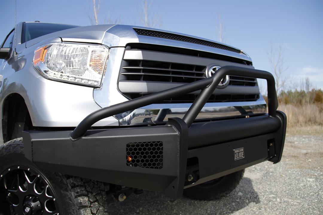 Fab Fours TT07-R1862-1 Toyota Tundra 2007-2013 Black Steel Elite Front Bumper Pre-Runner Guard - Rugged Truck Gear