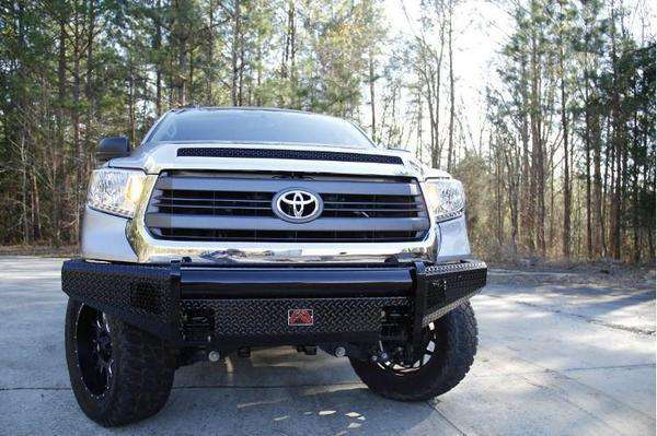 Fab Fours TT14 - K2861 - 1 Toyota Tundra 2014 - 2021 Black Steel Front Bumper No Guard - Rugged Truck Gear