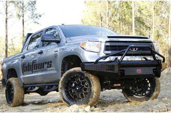 Fab Fours TT14 - K2862 - 1 Toyota Tundra 2014 - 2021 Black Steel Front Bumper Pre - Runner Guard - Rugged Truck Gear