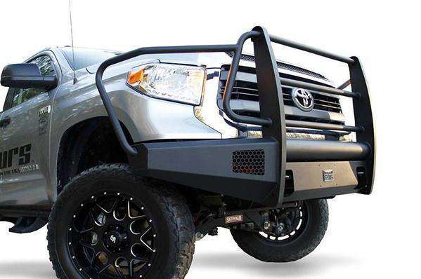 Fab Fours TT14 - R2860 - 1 Toyota Tundra 2014 - 2021 Black Steel Elite Front Bumper Full Guard - Rugged Truck Gear