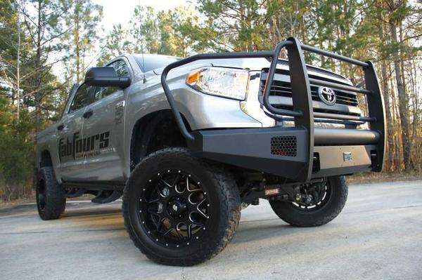 Fab Fours TT14 - R2860 - 1 Toyota Tundra 2014 - 2021 Black Steel Elite Front Bumper Full Guard - Rugged Truck Gear