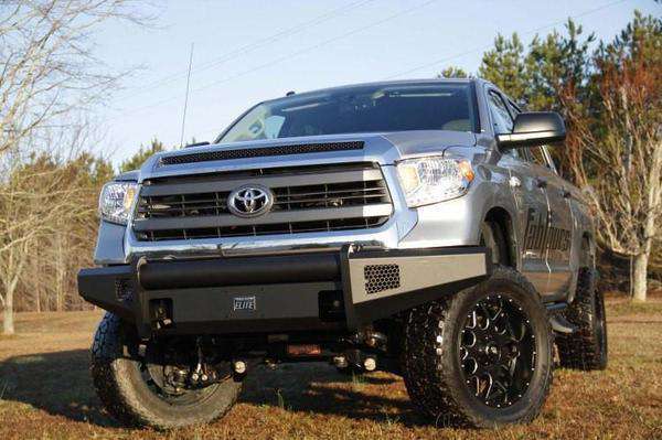 Fab Fours TT14 - R2861 - 1 Toyota Tundra 2014 - 2021 Black Steel Elite Front Bumper No Guard - Rugged Truck Gear