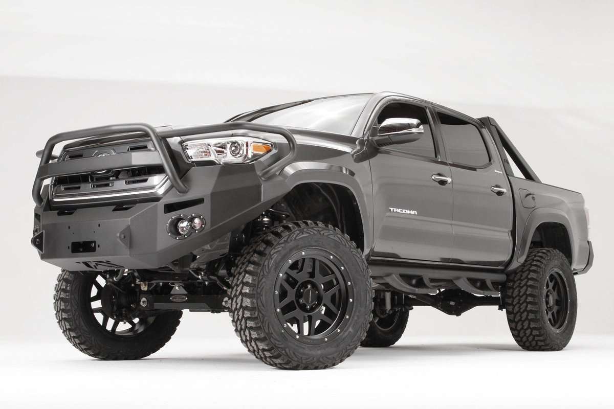 Fab Fours TT16 - B3650 - 1 Toyota Tacoma 2016 - 2022 Premium Front Bumper Winch Ready Full Guard - Rugged Truck Gear