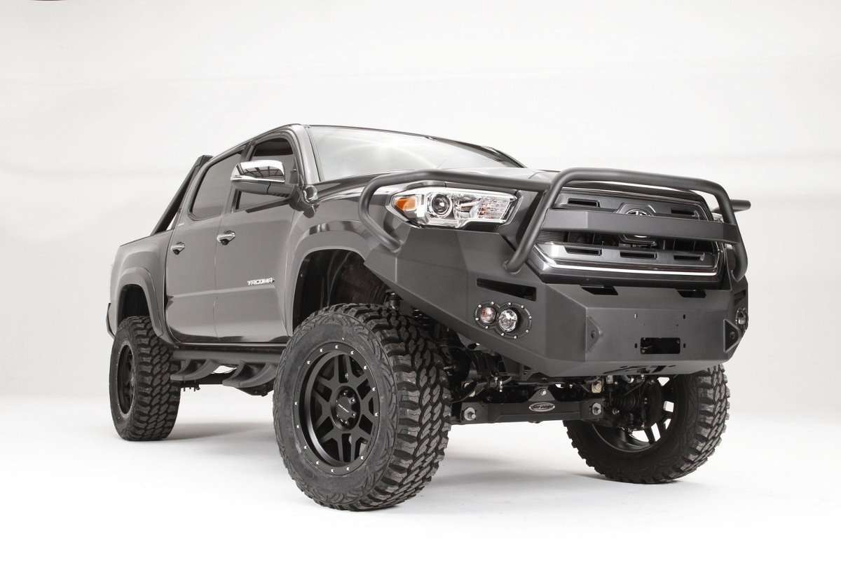 Fab Fours TT16 - B3650 - 1 Toyota Tacoma 2016 - 2022 Premium Front Bumper Winch Ready Full Guard - Rugged Truck Gear