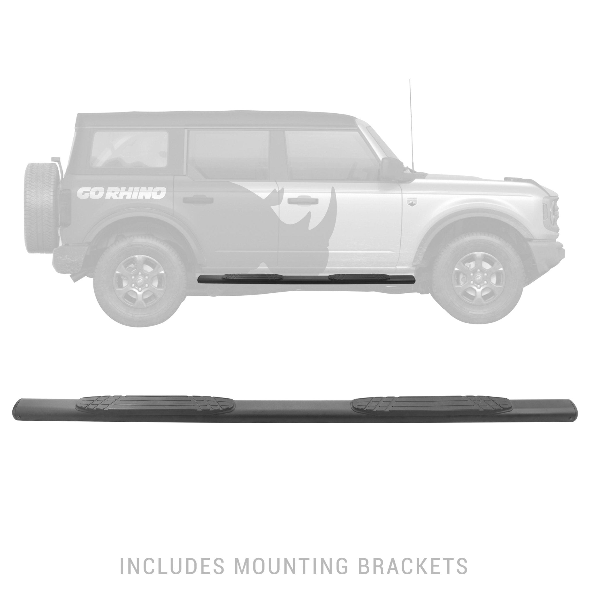 Go Rhino 104412973T 2021 - 2024 Ford Bronco 1000 Series 4" Side Steps with Mounting Bracket Kit - Rugged Truck Gear