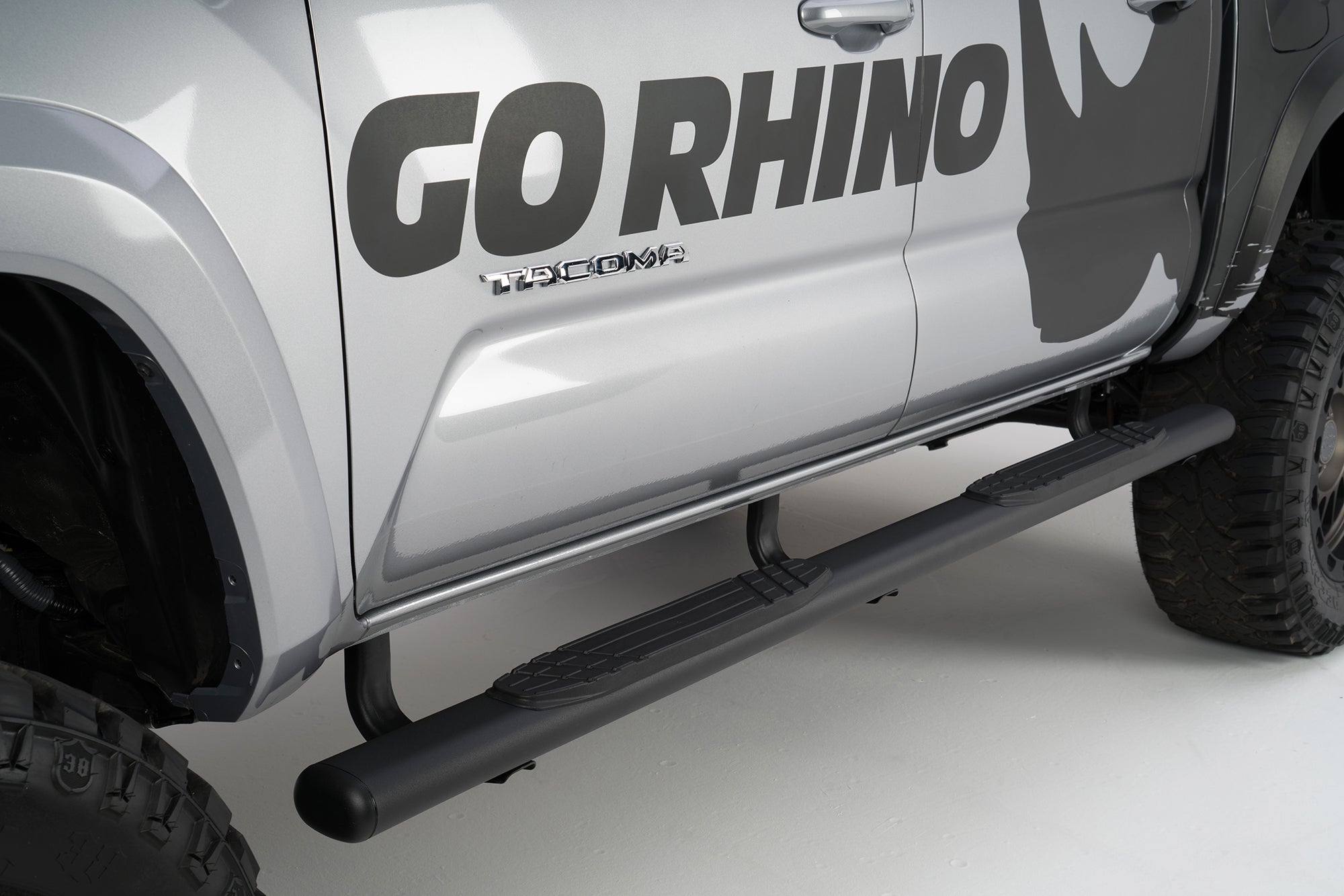 Go Rhino 104443280T 2024 Toyota Tacoma 1000 Series 4" Side Steps with Mounting Bracket Kit - Rugged Truck Gear