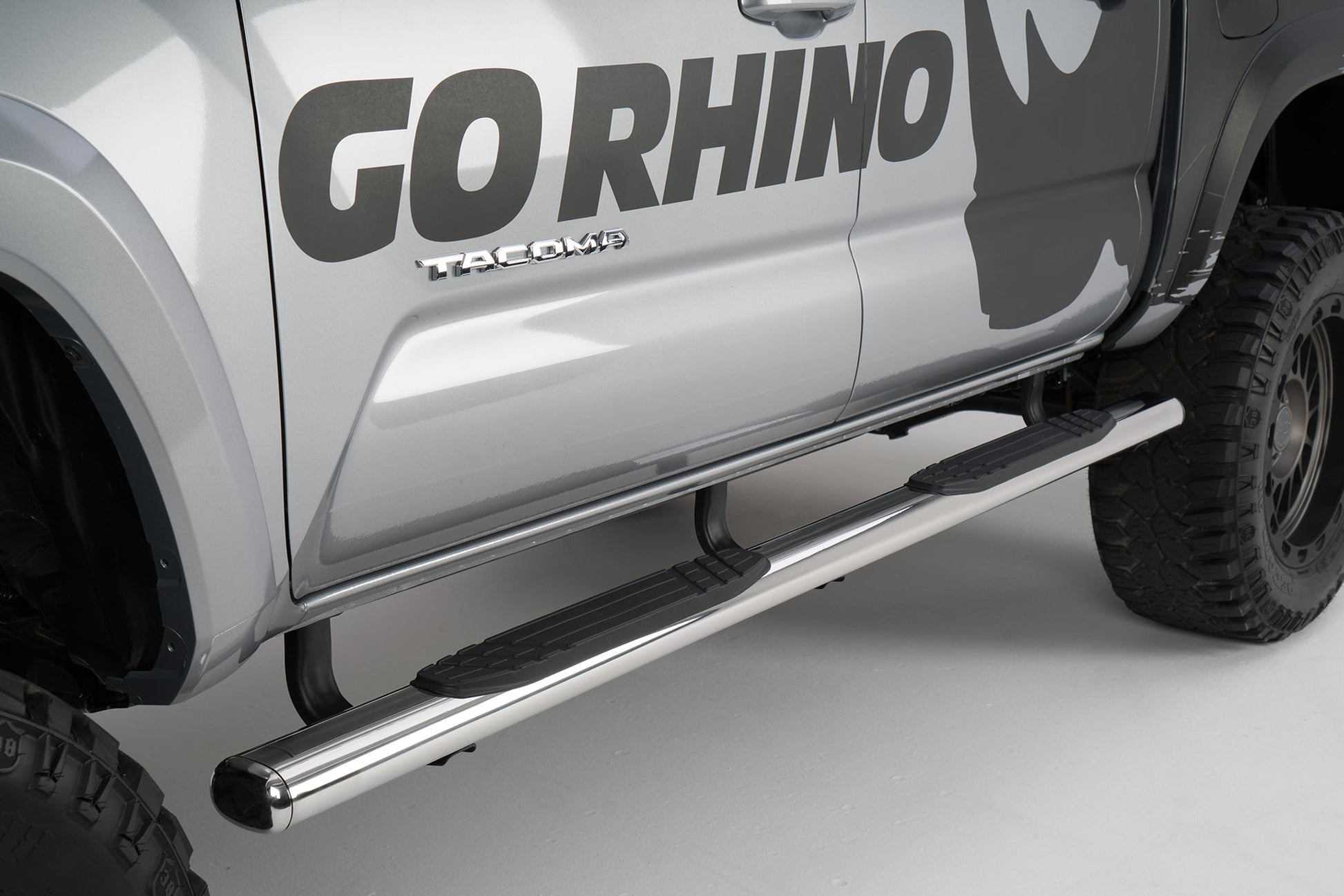 Go Rhino 104449987PS 2019 - 2024 Dodge Ram 1500 1000 Series 4" Side Steps with Mounting Bracket Kit - Rugged Truck Gear