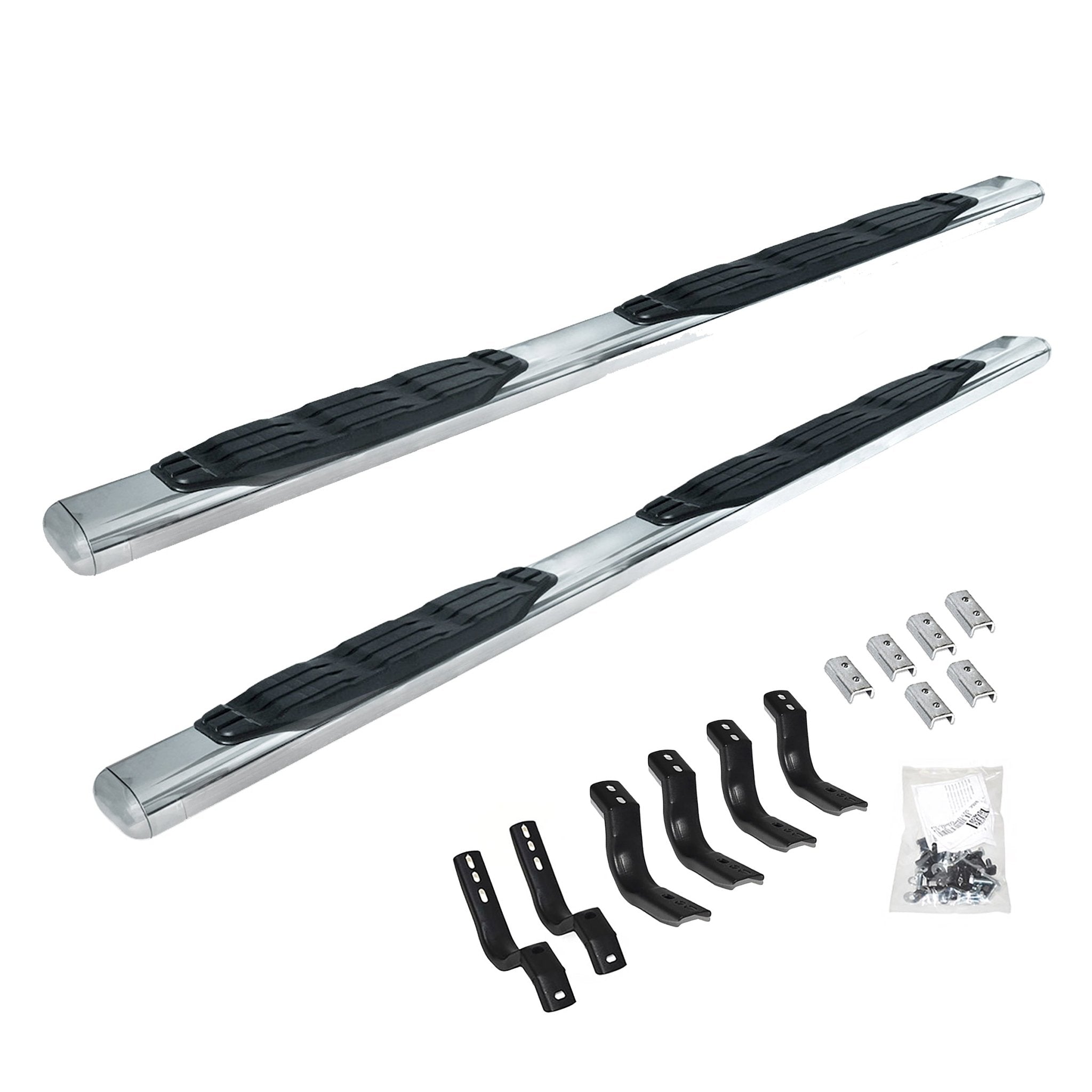 Go Rhino 104449987PS 2019 - 2024 Dodge Ram 1500 1000 Series 4" Side Steps with Mounting Bracket Kit - Rugged Truck Gear