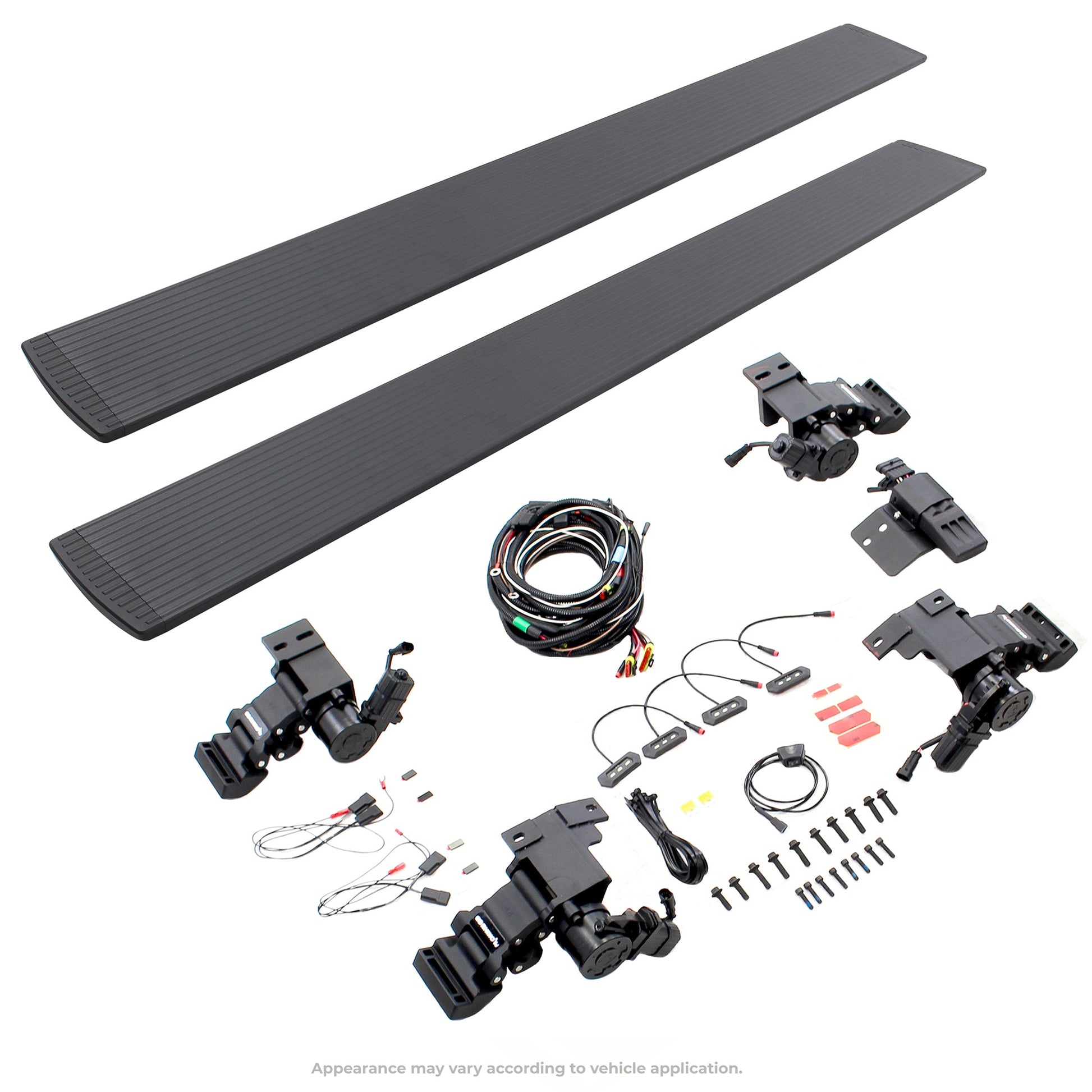 Go Rhino 20404780PC 2015 - 2018 Chevy Silverado 3500 HD E1 Series Electric Running Board Kit - Rugged Truck Gear